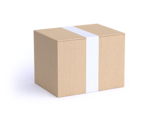 brown paper box-parcel 3d rendering white background