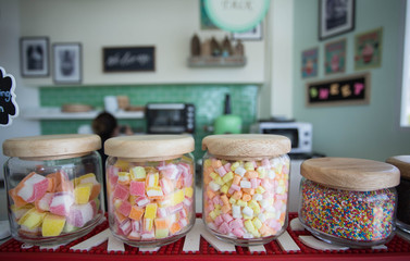 Colorful candies at shop.