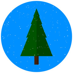 Christmas tree with snow in a flat design