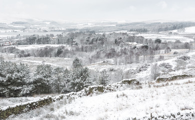 A wintery landscape scene in the English countryside