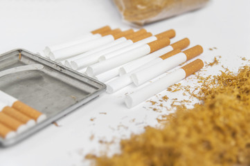 Cigarette paper for rolling with addiction pile of tobacco