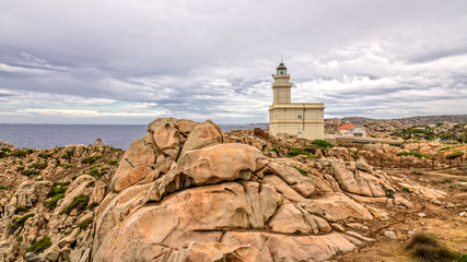 Fototapeta na wymiar Leuchtturm Capo Testa Landzunge Sardinien