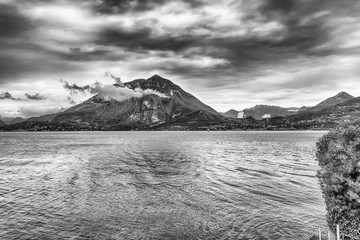 Scenic view over Lake Como from Varenna town, Italy