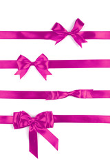 Set of four pink gift satin bow