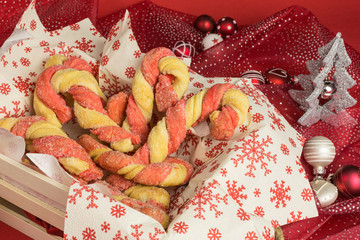 christmas cookies sugar canes in a box
