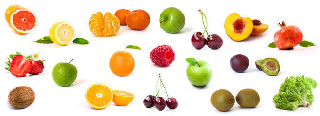 healthy food ingredients on a white background