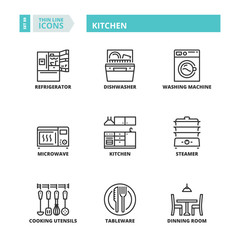 Thin line icons. Kitchen