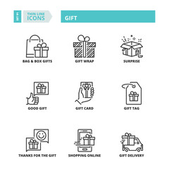 Thin line icons. Gift