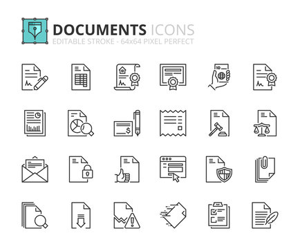 Outline icons about documents