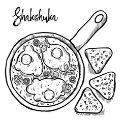 Shakshuka is israeli cuisine hand draw