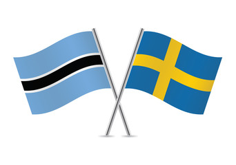 Botswana and Sweden flags. Vector illustration.