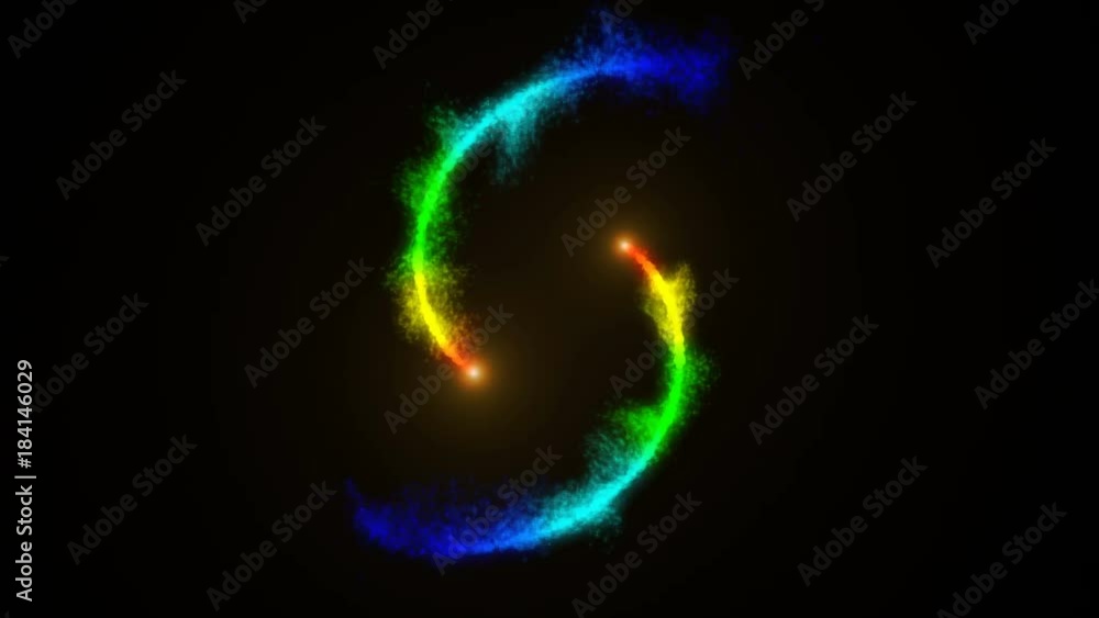 Poster opening intro flash light, lens flare, rotation particles. 3d rendering