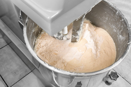 Modern dough mixer, closeup