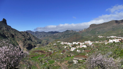 Fototapeta na wymiar Gran canaria - valley in the mountains with clouds