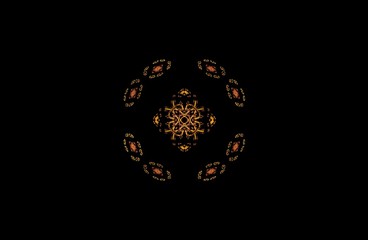 abstract fractal golden symmetric figure on black