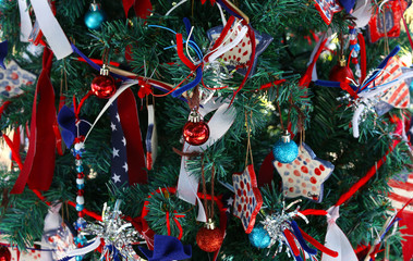 patriotic christmas tree in fort Myers, Florida, usa