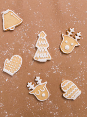 Christmas homemade gingerbread cookies on table