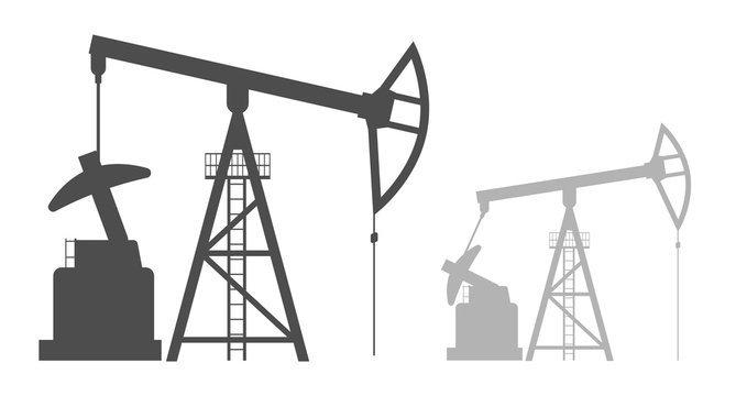 vector black illustration of Oil pump on white