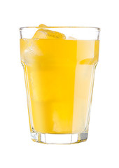 Obraz na płótnie Canvas Glasses with orange soda drink and ice cubes