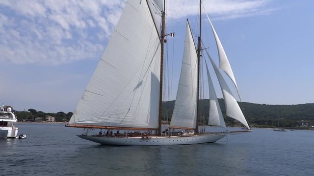 Beautiful yacht under sails, schooner