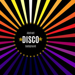 Disco party placard, poster or banner template. Vector bright background illustration