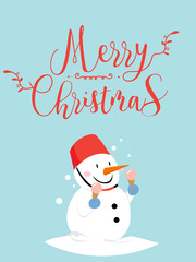 Fototapeta na wymiar Cute Snow Christmas Greeting Card.