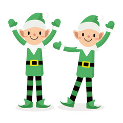 Elf character happy action, Merry Christmas.