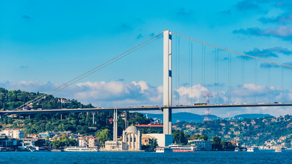 Istanbul Bosphorus and Bridge View. Bosporus bridge connecting Europe and Asia in Istanbul