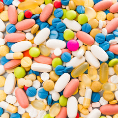 Medicine pills or capsules. pharmaceutical background