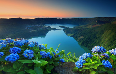 Sete Cidades landscape, Sao Miguel Island, Azores, Europe