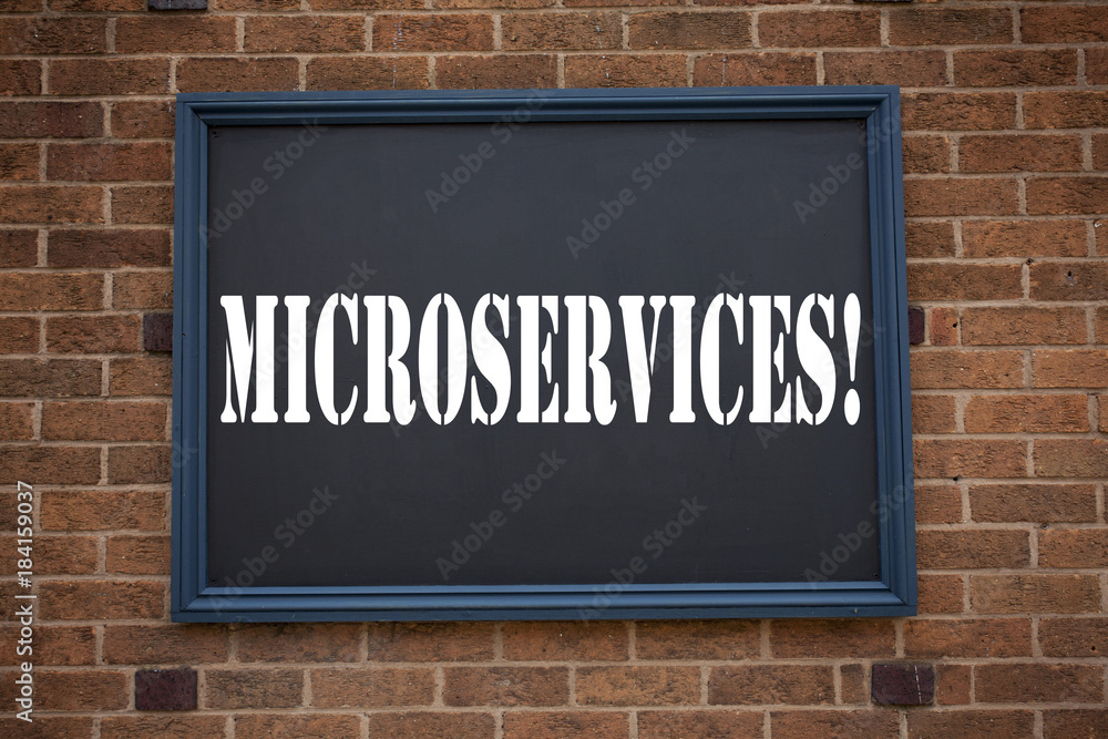Poster conceptual hand writing text caption inspiration showing announcement microservices. business concep
