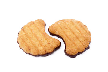Tasty cookies biscuits isolated on white background