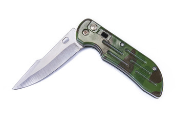 Penknife or army pocket knife on the white background