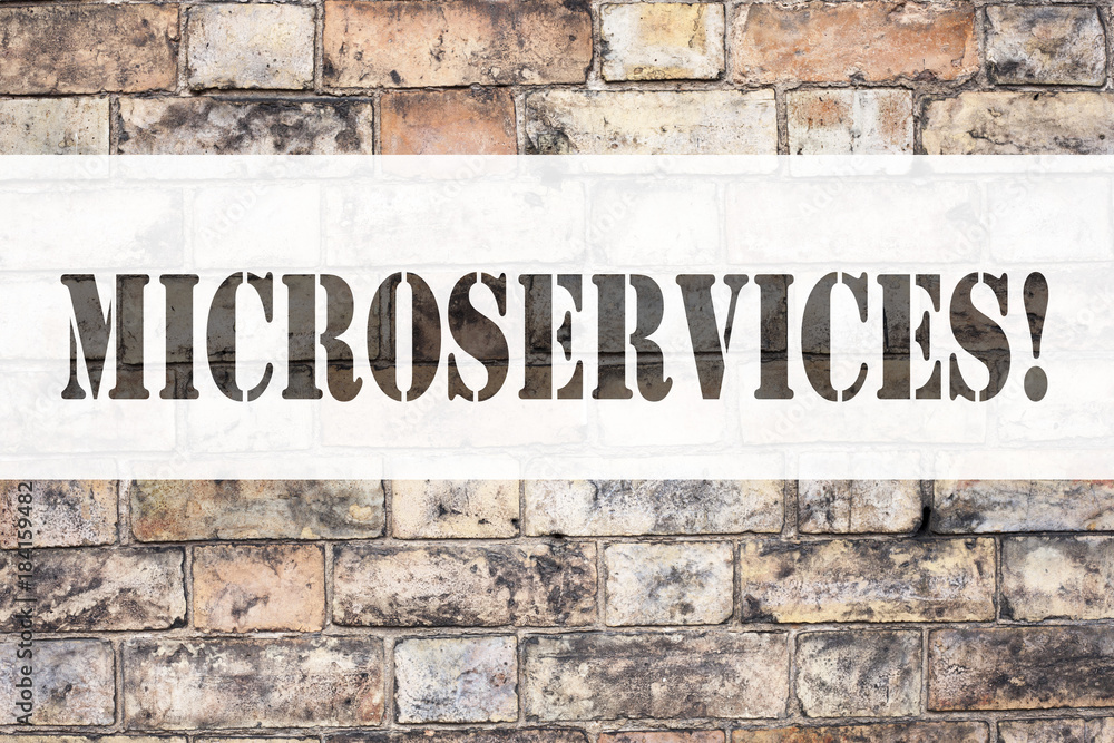 Poster conceptual announcement text caption inspiration showing microservices. business concept for micro s
