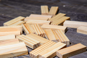 scattered wooden sticks from jenga