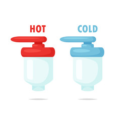 Hot and cold faucet icon vector