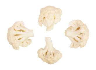 Piece of cauliflower isolated on white background macro. With clipping path