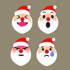 Cute Santa Claus emoticon set for Christmas season. Vector illustrator