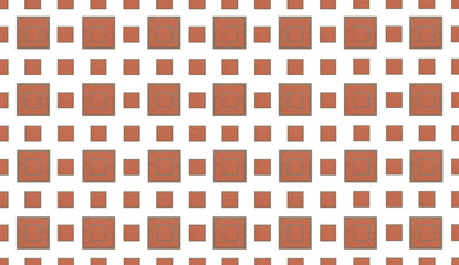 brick square tile elements on white background. A row of small big tiles a building abstract pattern