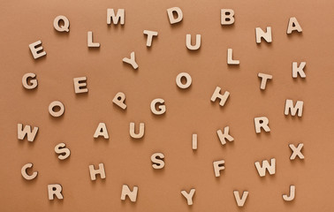 Wooden english letters background