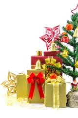 Christmas tree with gift box and decorations