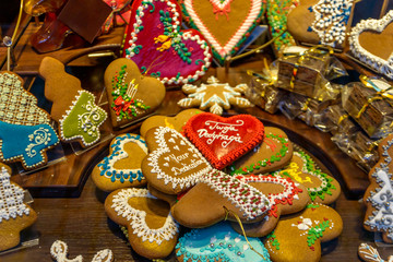 Traditional, culourful, gingerbreads handmade in Torun , Poland - obrazy, fototapety, plakaty