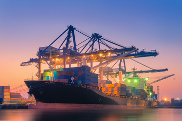 Transportation Industry and Shipping Logistics Loading Dock Port Terminal., Container Import and...