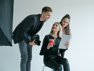 backstage photography teamwork communication hobby lifestyle leisure concept. Coffee break.