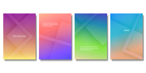 Set of Vector Colorful Brochure Templates. Abstract Three Dimensional Blocks with Gradient Effect. Applicable for Web Background, Banners, Posters and Fliers.