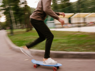 skater boy. Modern youth lifestyle skateboarding subculture. Speed blur concept