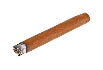 Smoking cigar isolated on a white background