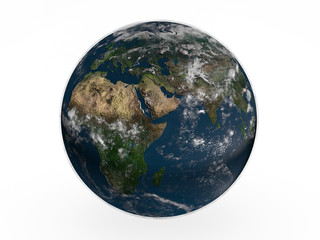 Earth with clouds 3d rendering