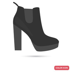 Women heel shoe color flat icon for web and mobile design