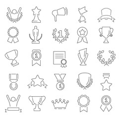 Awards and prizes line icons set for web and mobile design